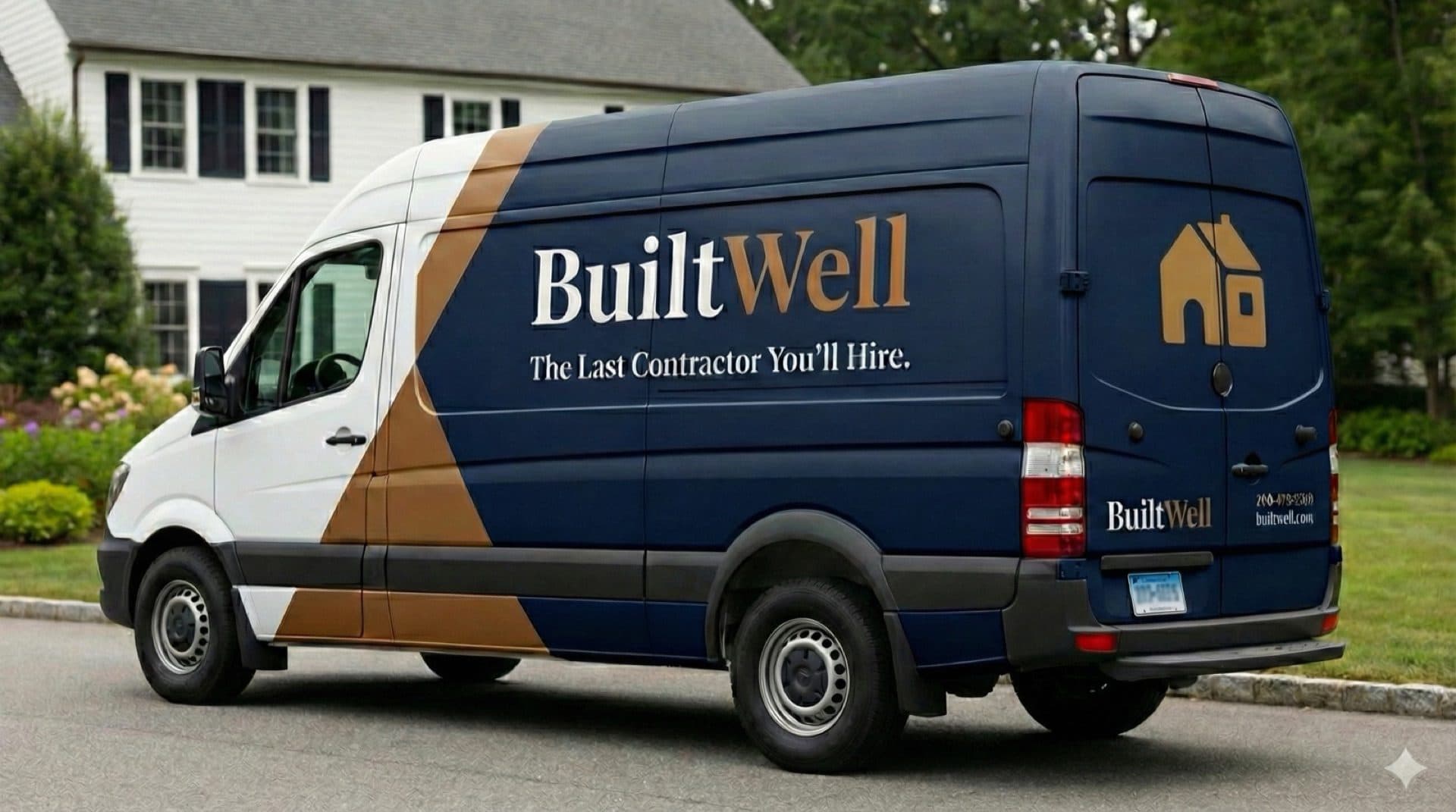 Branded contractor service truck in Connecticut